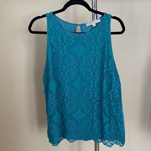 LOFT Turquoise Lace Tank Top